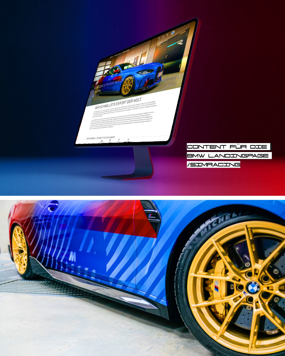 Digital Content für die BMW Landingpage Simracing